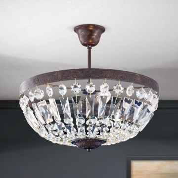 Kristall-Kronleuchter an Stange ARILA 3xE14/40W/230V d 40 cm braun/Patina