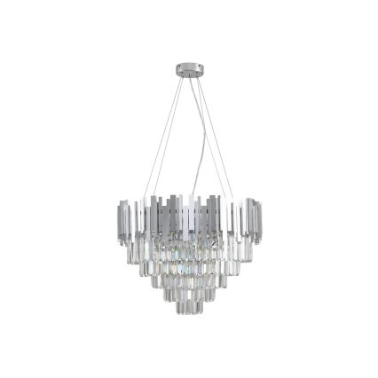 Kristall-Kronleuchter PLAZA an Kabel, 9xE14/40W/230V, Ø 60 cm, silber
