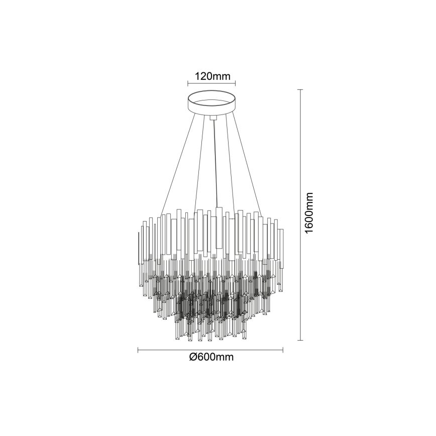 Kristall-Kronleuchter PLAZA an Kabel, 9xE14/40W/230V, Ø 60 cm, silber
