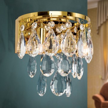 Kristall-Wandleuchte CELESTE 2xG9/40W/230V golden