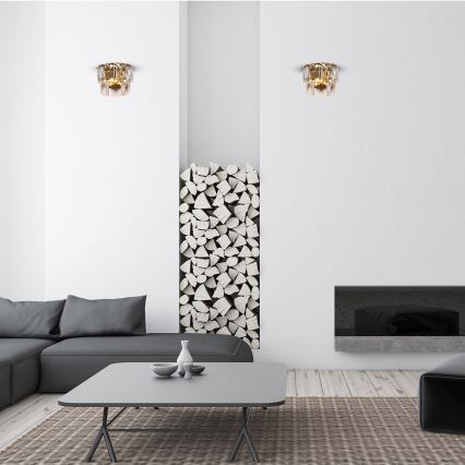 Kristall-Wandleuchte CHELSEA 2xE14/40W/230V gold