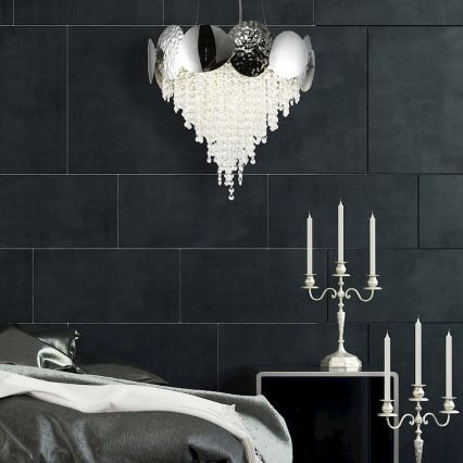 Kristall-Pendelkronleuchter LORD 8xGU10/50W/230V Glanz Chrom