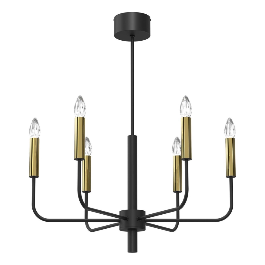 Kronleuchter AKASYA 6xE14/15W/230V schwarz/golden