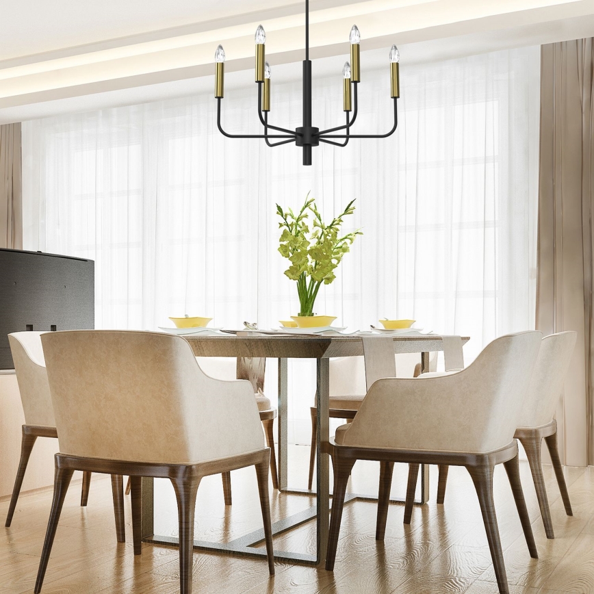 Kronleuchter AKASYA 8xE14/15W/230V schwarz/golden