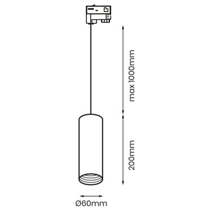 Kronleuchter an einem Strang für 3-Phasen-Schienensystem PIPE 1xGU10/25W/230V schwarz