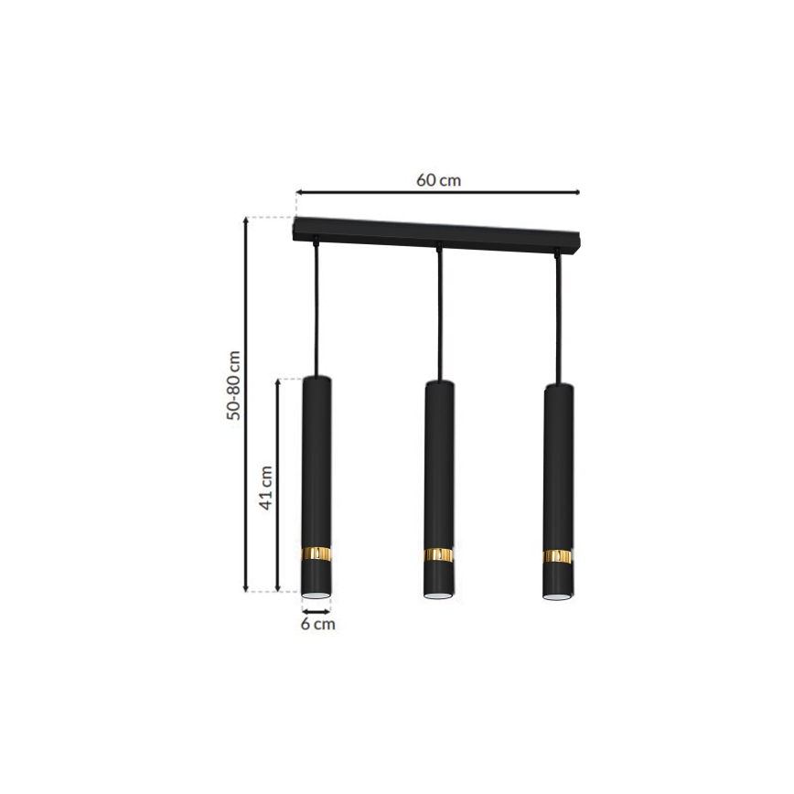 Kronleuchter an einer Litze JOKER 3xGU10/25W/230V  schwarz