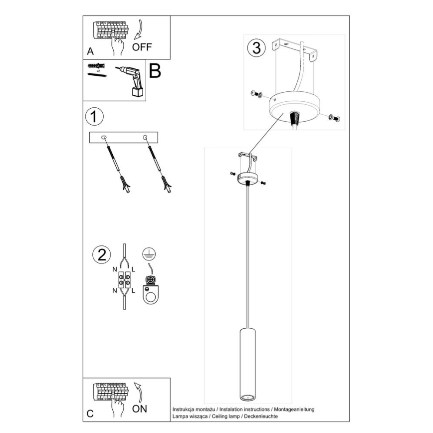Kronleuchter an einer Litze LUVO 1xGU10/40W/230V