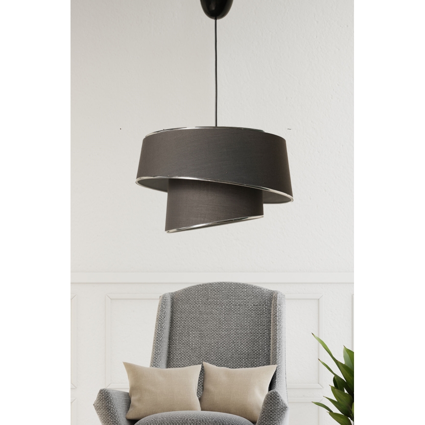 Kronleuchter an einer Schnur BARETTE 1xE27/60W/230V anthrazit/chrom glänzend
