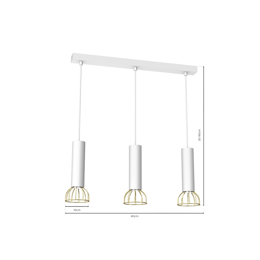 Kronleuchter an einer Schnur DANTE 3xGU10/25W/230V weiß/gold