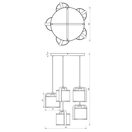 Kronleuchter an einer Schnur JONKO 5xE27/60W/230V