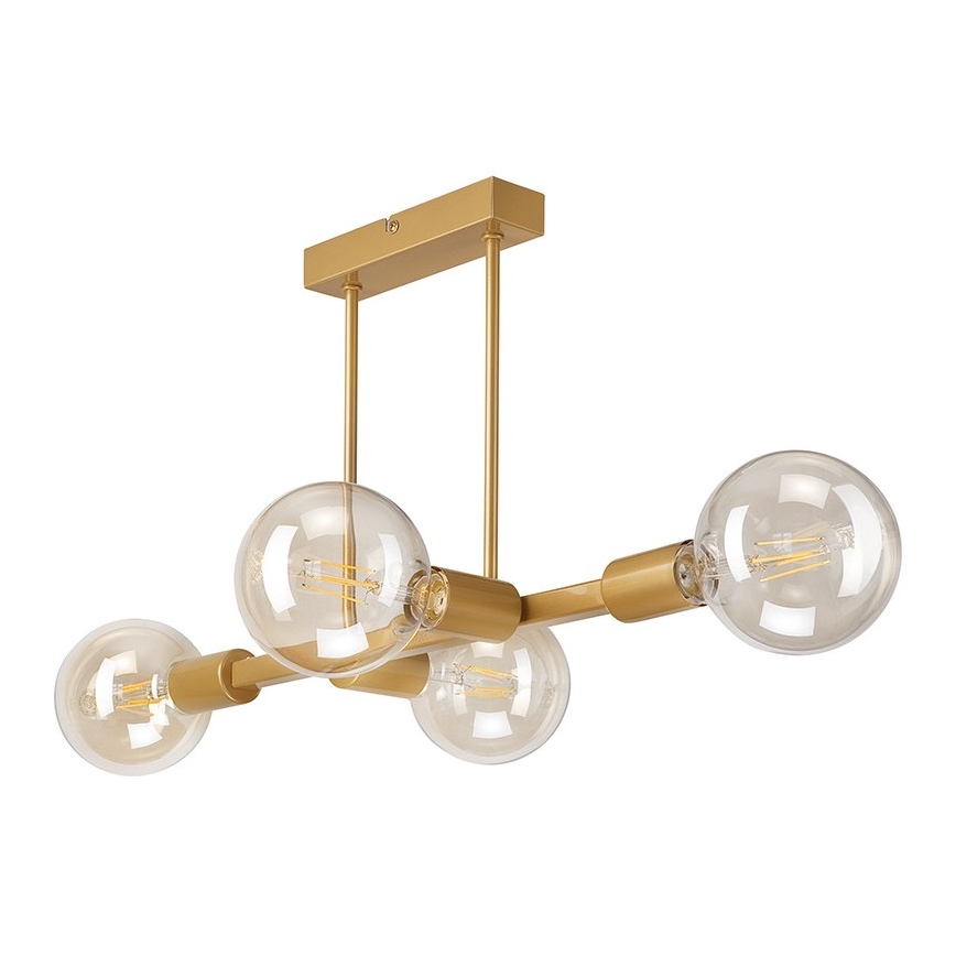 Kronleuchter an einer Stange ASTRID 4xE27/60W/230V gold