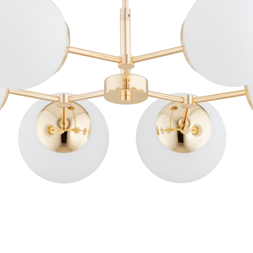 Kronleuchter an einer Stange FOTON 6xE14/40W/230V gold/weiß