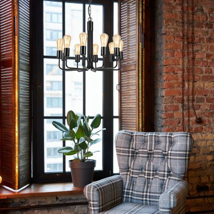 Kronleuchter an Kette 10xE27/60W/230V schwarz