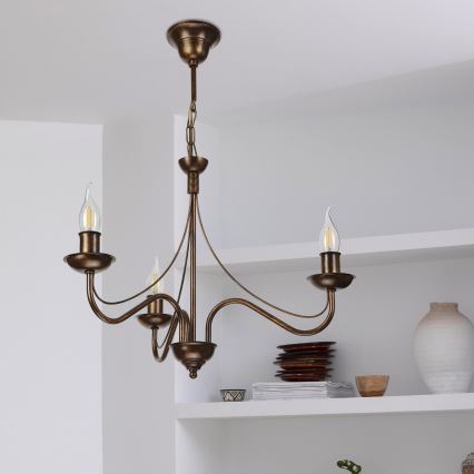 Kronleuchter an Kette ANTON 3xE14/15W/230V Bronze