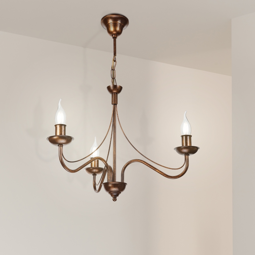 Kronleuchter an Kette ANTON 3xE14/15W/230V Bronze