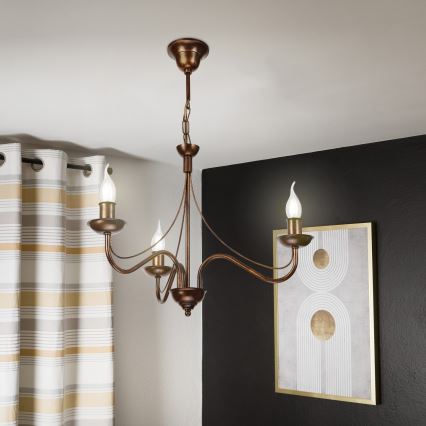Kronleuchter an Kette ANTON 3xE14/15W/230V Bronze
