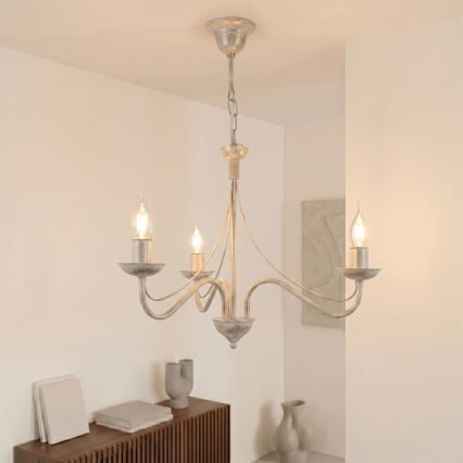 Kronleuchter an Kette ANTON, 3xE14/60W/230V, weiße Patina