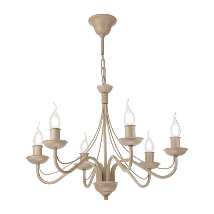 Kronleuchter an Kette ANTON 6xE14/60W/230V beige