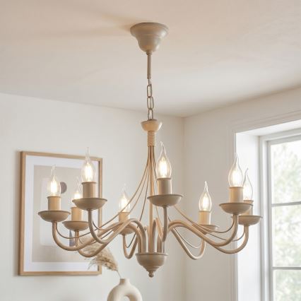 Kronleuchter an Kette ANTON 8xE14/60W/230V beige
