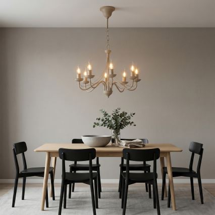 Kronleuchter an Kette ANTON 8xE14/60W/230V beige