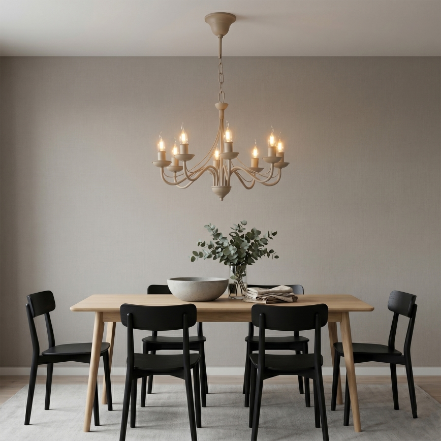 Kronleuchter an Kette ANTON 8xE14/60W/230V beige