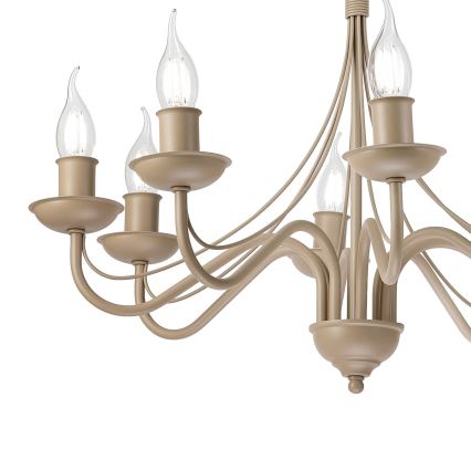 Kronleuchter an Kette ANTON 8xE14/60W/230V beige