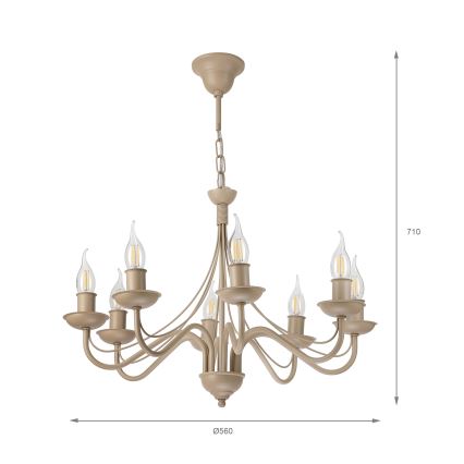 Kronleuchter an Kette ANTON 8xE14/60W/230V beige