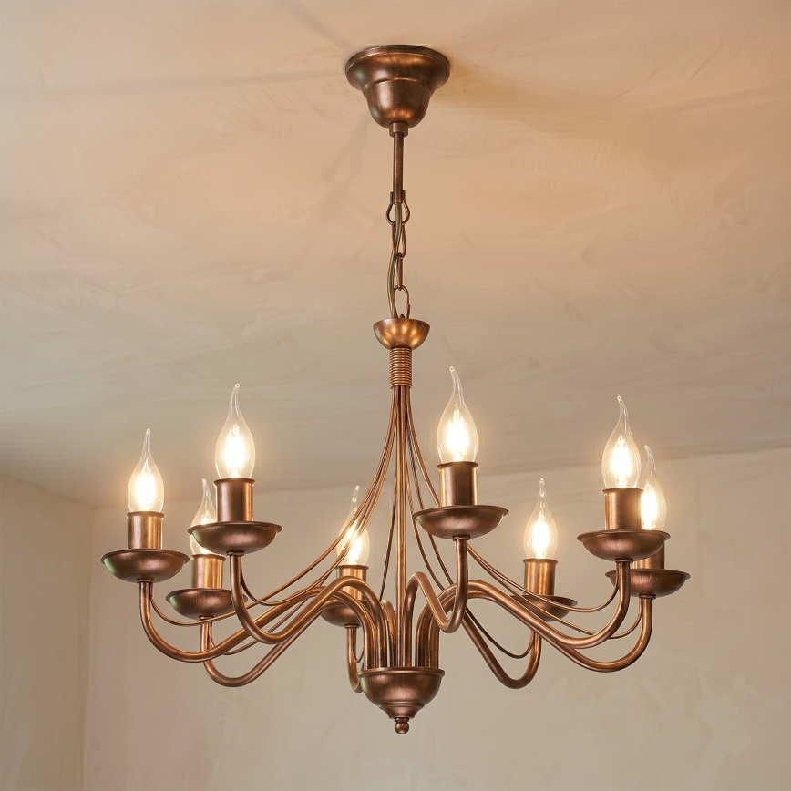 Kronleuchter an Kette ANTON 8xE14/60W/230V, bronzefarben