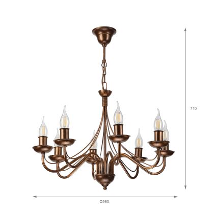 Kronleuchter an Kette ANTON 8xE14/60W/230V, bronzefarben