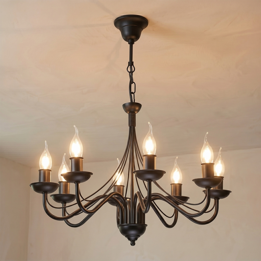 Kronleuchter an Kette ANTON 8xE14/60W/230V schwarz