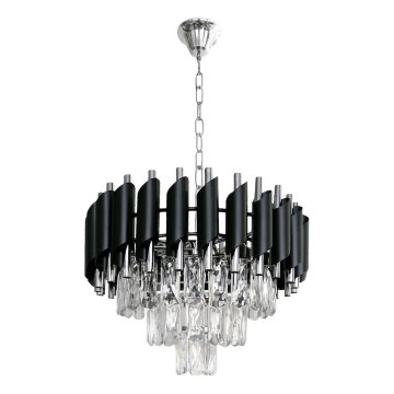 Kronleuchter an Kette CRISTAL 5x E14/10W/230V schwarz/mattchrom