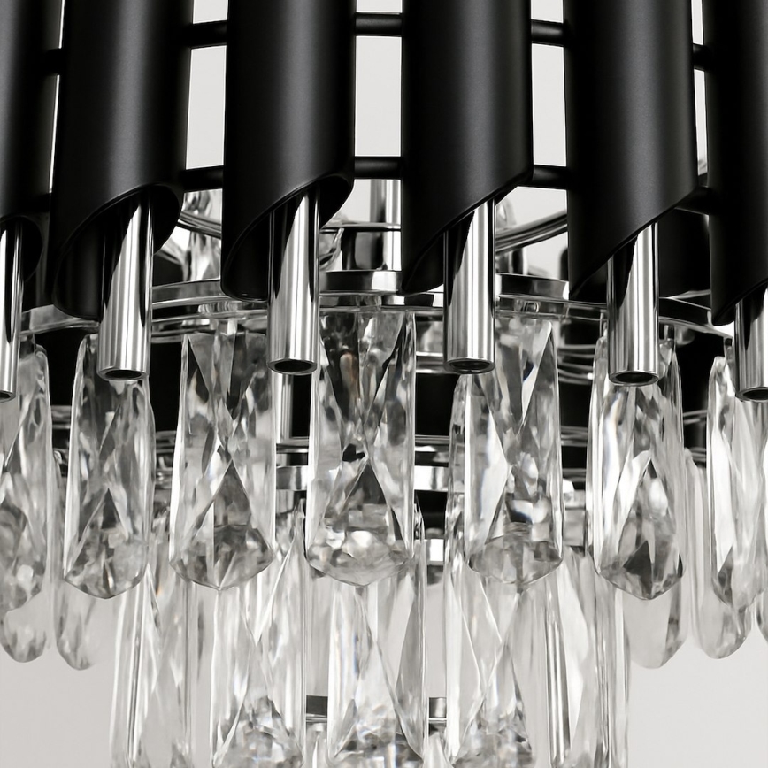 Kronleuchter an Kette CRISTAL 5x E14/10W/230V schwarz/mattchrom