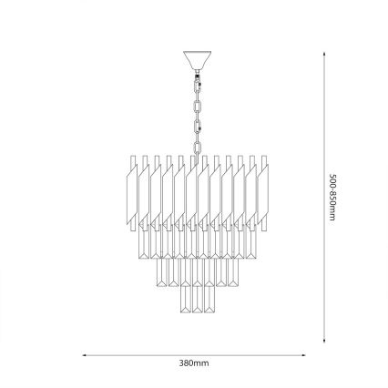 Kronleuchter an Kette CRISTAL 5x E14/10W/230V schwarz/mattchrom