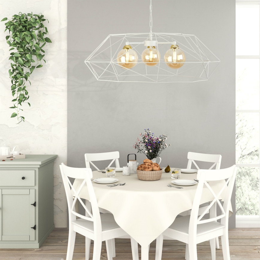 Kronleuchter an Kette DEXA 3xG9/10W/230V Creme/Gold/rauchbeige