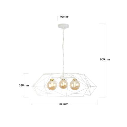 Kronleuchter an Kette DEXA 3xG9/10W/230V Creme/Gold/rauchbeige