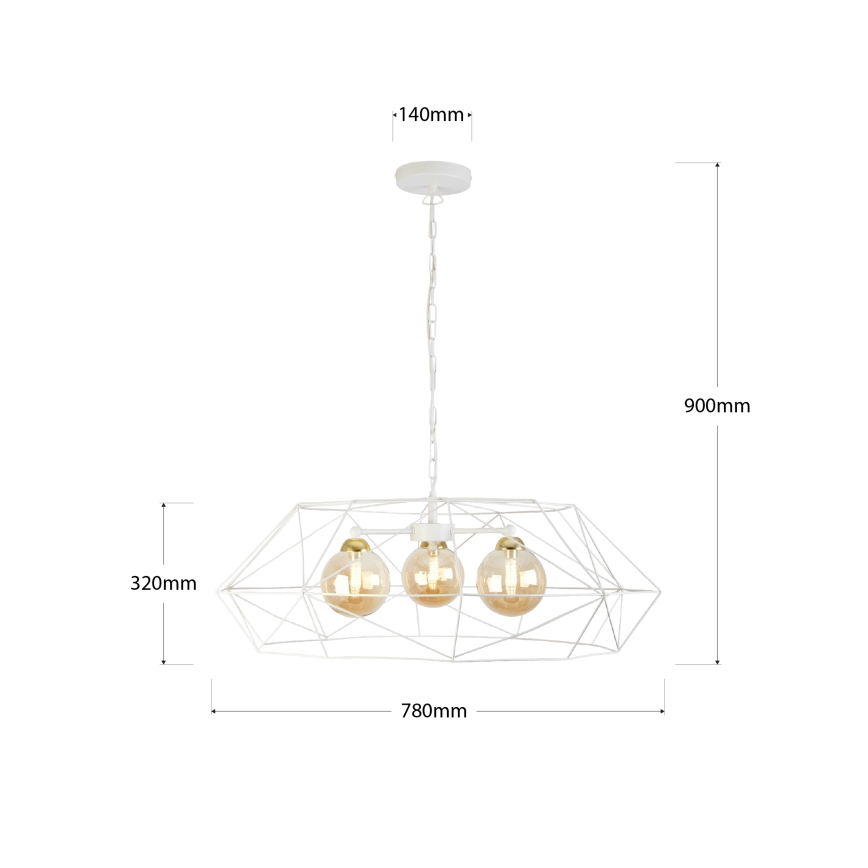 Kronleuchter an Kette DEXA 3xG9/10W/230V Creme/Gold/rauchbeige