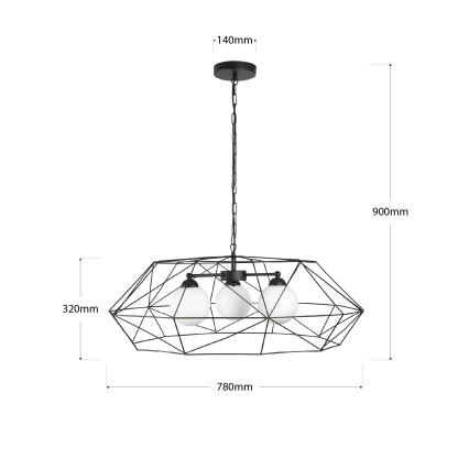 Kronleuchter an Kette DEXA 3xG9/10W/230V schwarz