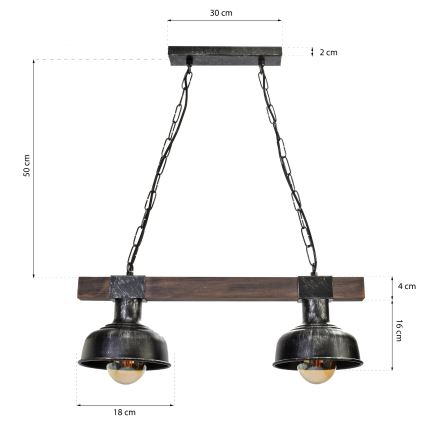 Kronleuchter an Kette FARO 2xE27/60W/230V