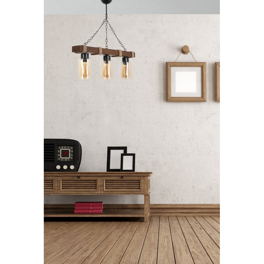 Kronleuchter an Kette JASMIN 3xE27/40W/230V braun/beige