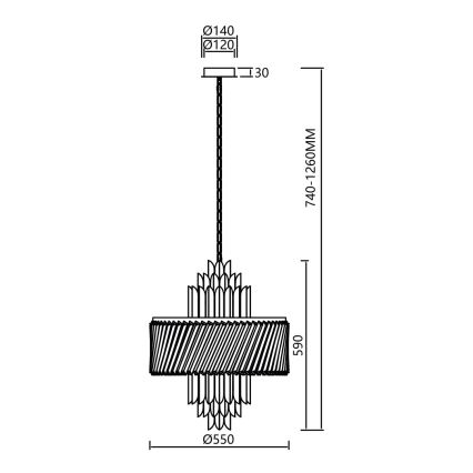 Kronleuchter an Kette MARGOT 9xE14/40W/230V matt Chrom