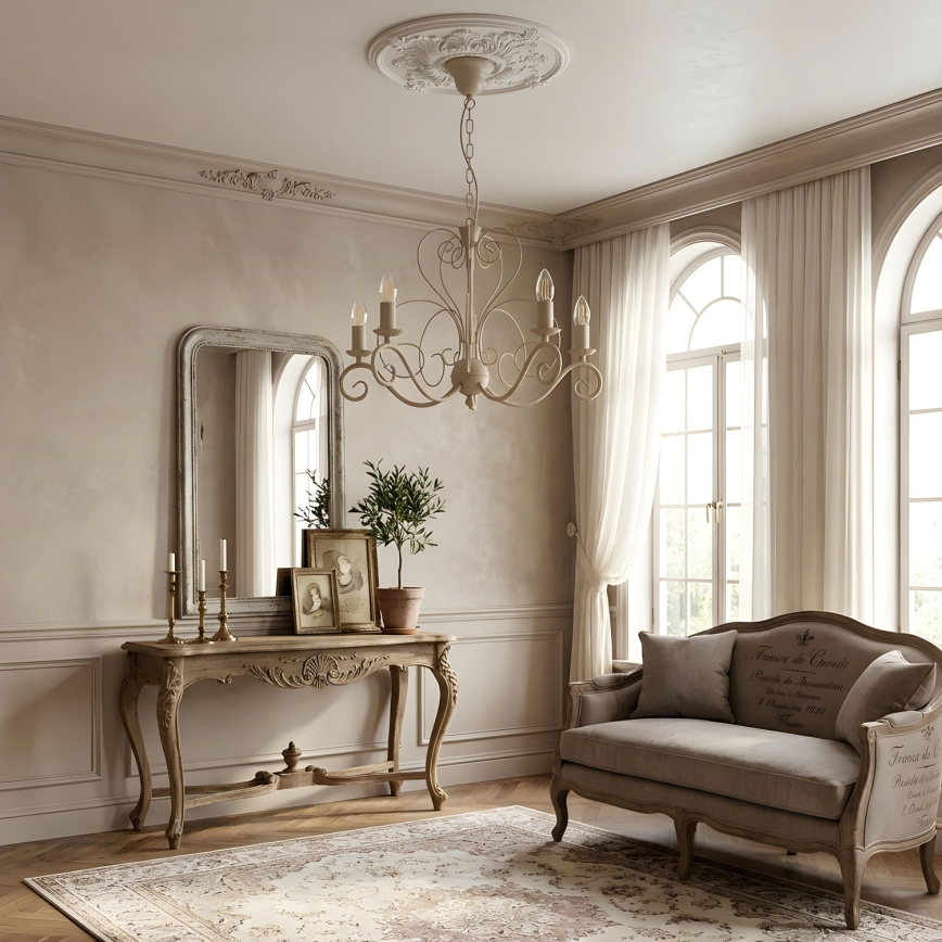 Kronleuchter an Kette MAURO 5xE14/15W/230V beige