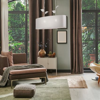 Kronleuchter an Kette NOEMI 2xE27/60W/230V, silber/weiß mit Patina