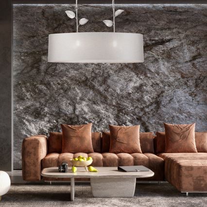 Kronleuchter an Kette NOEMI 2xE27/60W/230V, silber/weiß mit Patina