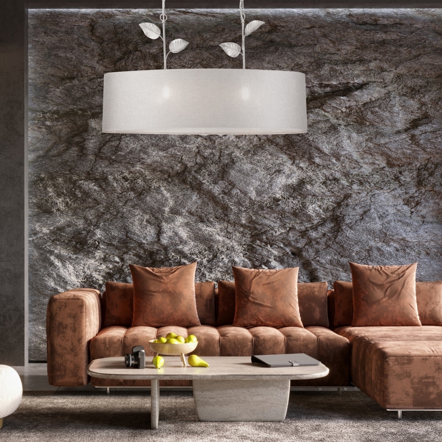 Kronleuchter an Kette NOEMI 2xE27/60W/230V, silber/weiß mit Patina