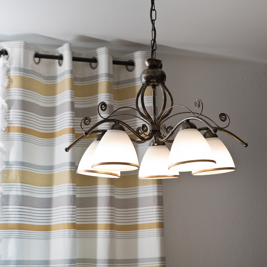 Kronleuchter an Kette RETRO II 5xE27/60W/230V schwarz patiniert