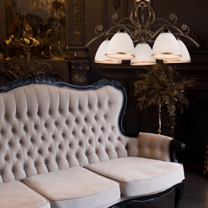 Kronleuchter an Kette RETRO II 5xE27/60W/230V schwarz patiniert