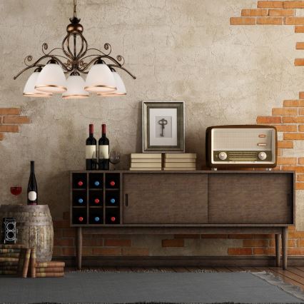 Kronleuchter an Kette RETRO II 5xE27/60W/230V schwarz patiniert