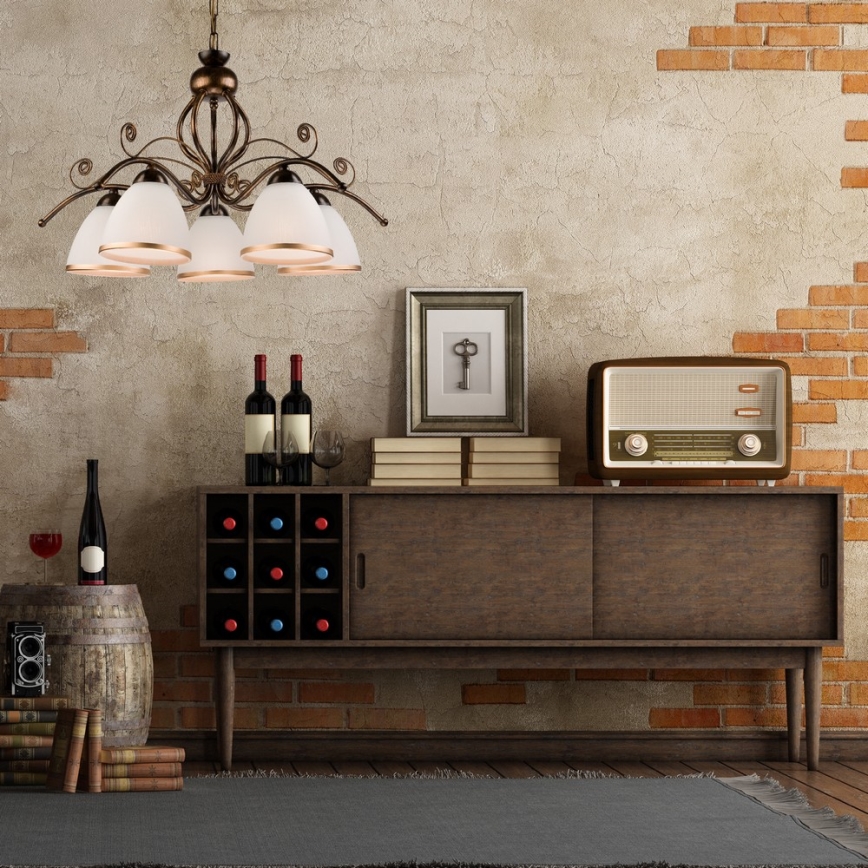 Kronleuchter an Kette RETRO II 5xE27/60W/230V schwarz patiniert