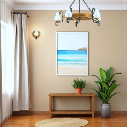 Kronleuchter an Kette ROATA 5xE14/40W/230V d 70 cm Buche - FSC-zertifiziert