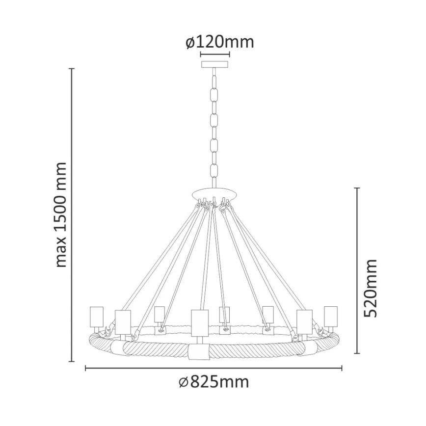 Kronleuchter an Kette ROPE ARTHUR 8xE27/20W/230V